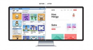 Illustration d'un site web ancien en cours de refonte.