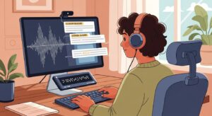 Personne malvoyante utilisant un ordinateur avec un lecteur d'écran.